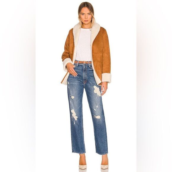 MOTHER Denim - Mother Study Hover High Rise Straight Leg
Jeans In Peaches And Scream